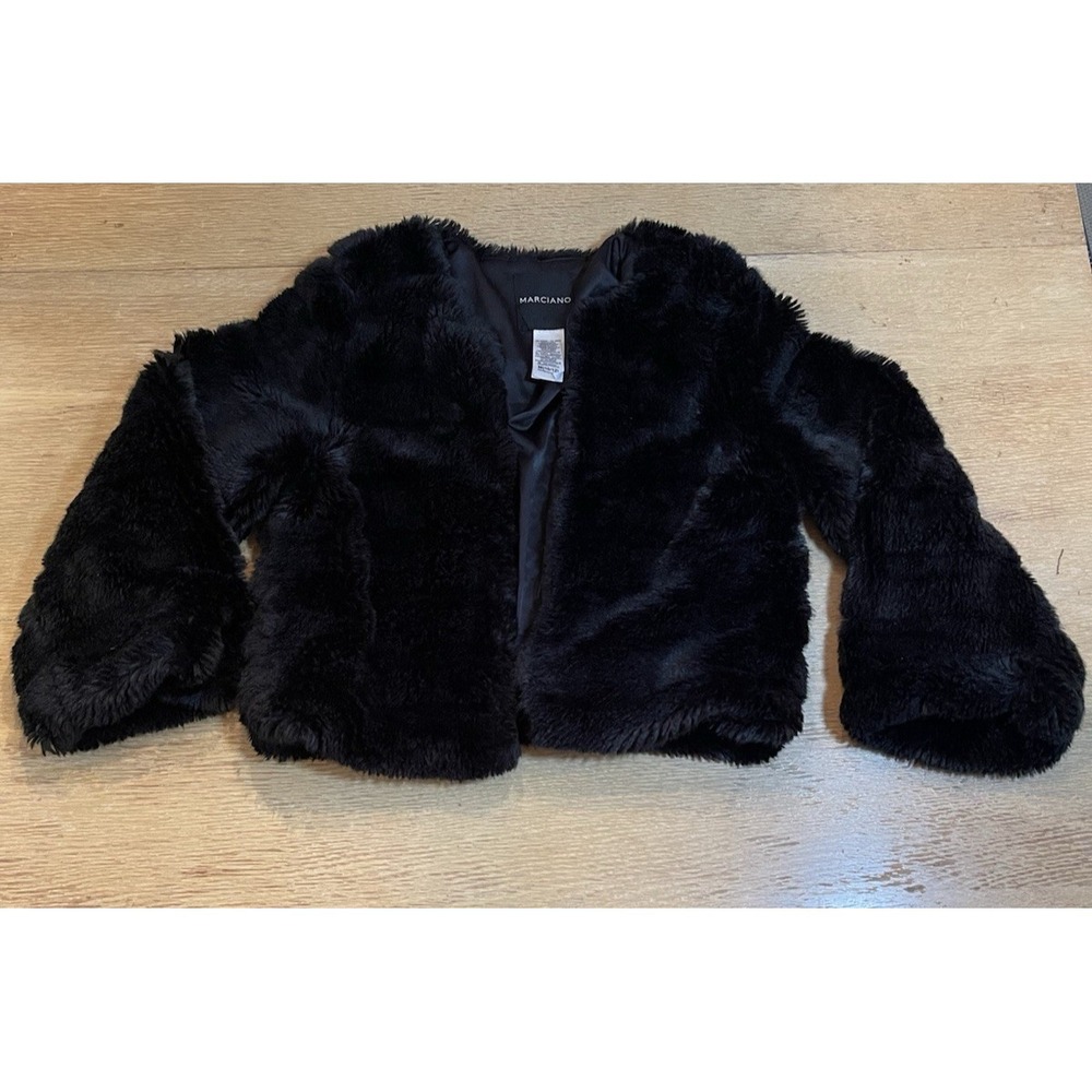 MARCIANO‎ Girls Black Faux Fur Jacket - Size M (10/12)
